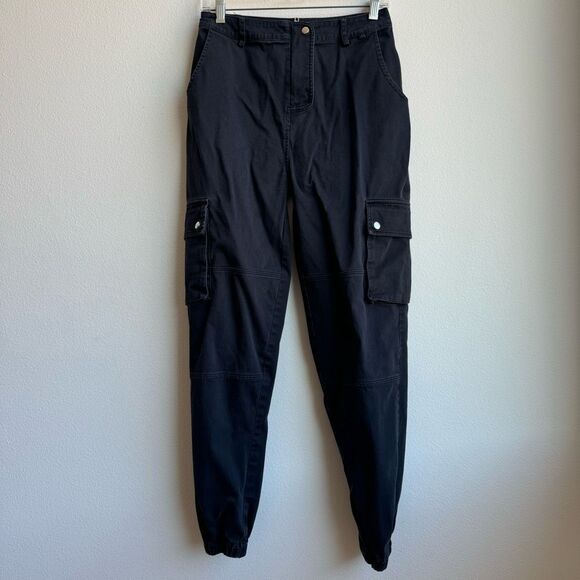White Fox Boutique Black Cargo Jogger Street Style Size Medium Utility Comfort - Picture 1 of 7